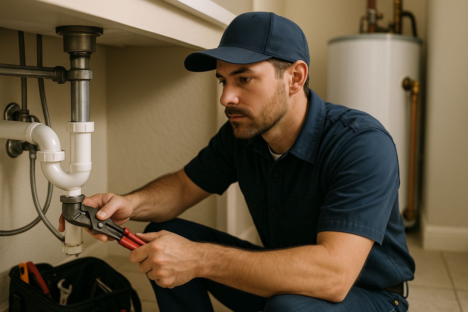 Editorial illustration depicting drain cleaning near me