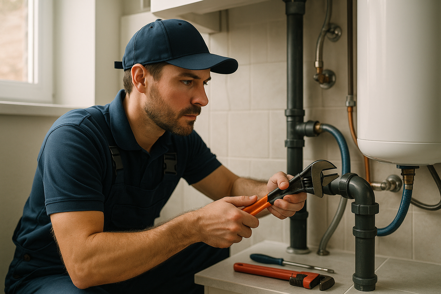 Editorial illustration depicting plumbing plano